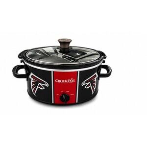 NFL Atlanta Falcons Crock Pot Slow Cooker 4 Quart Black Red w/ Glass Lid Tested